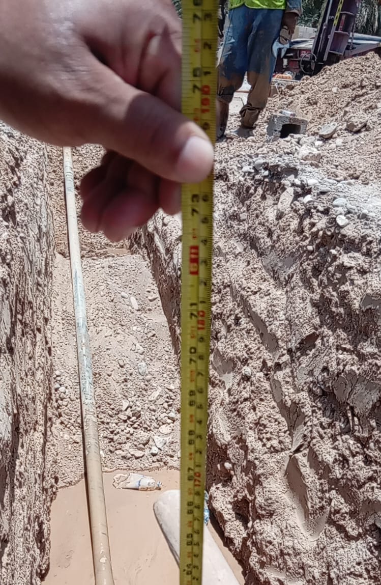 Checking depth in the trench