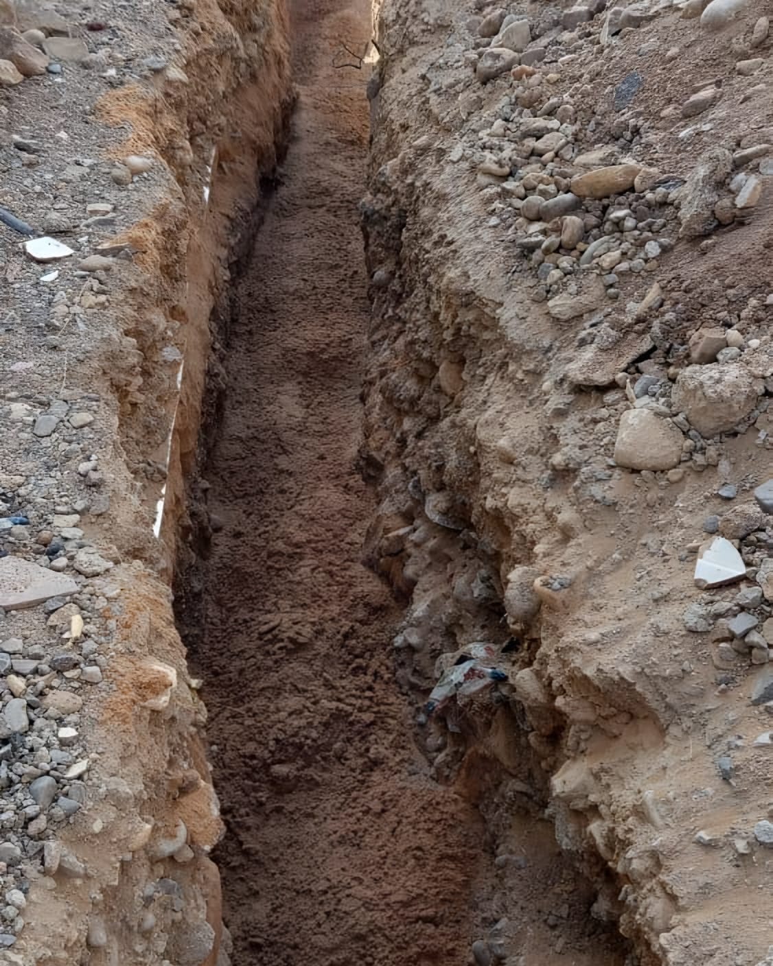 Open trench, cut and trimmed
